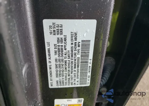 2021 Honda Pilot Exl из США, поврежденный, VIN 5FNYF6H51MB033553